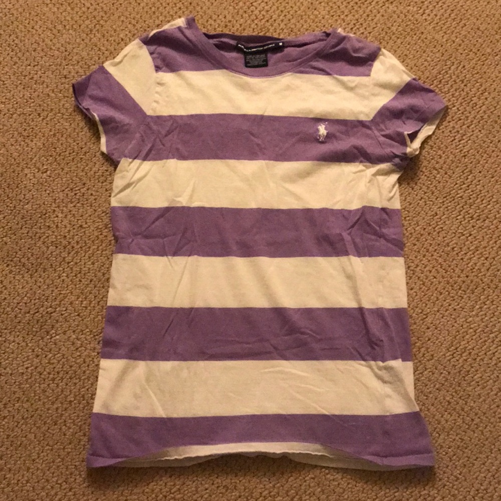 Purple and White Ralph Lauren Sport Tee (Girls)